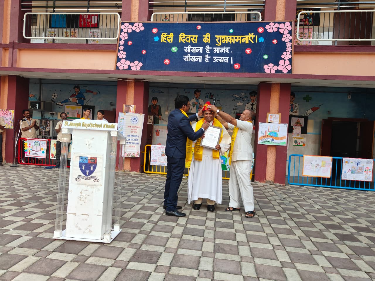 Fr. Denis Joseph Honoured with ‘Vidya-Vachaspati’ Award at Hindi Diwas Celebration